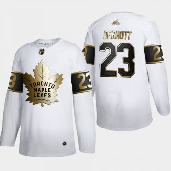 Men's Toronto Maple Leafs Travis Dermott #23 NHL Golden Edition White Authentic Jersey