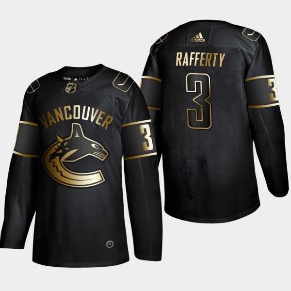 Men's Vancouver Canucks Brogan Rafferty #3 2019 NHL Golden Edition Black Authentic Player Jersey