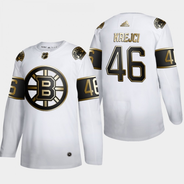 Men's Boston Bruins David Krejci #46 NHL Golden Edition White Authentic Jersey