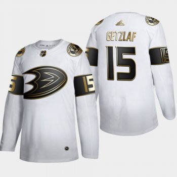 Men's Anaheim Ducks Ryan Getzlaf #15 NHL Golden Edition White Authentic Jersey