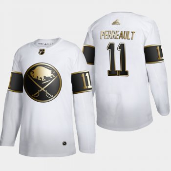 Men's Buffalo Sabres Gilbert Perreault #11 NHL Golden Edition White Retired Authentic Jersey