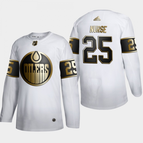 Men's Edmonton Oilers Darnell Nurse #25 NHL Golden Edition White Authentic Jersey