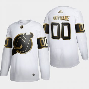 Men's New Jersey Devils Custom #00 NHL Golden Edition White Authentic Jersey