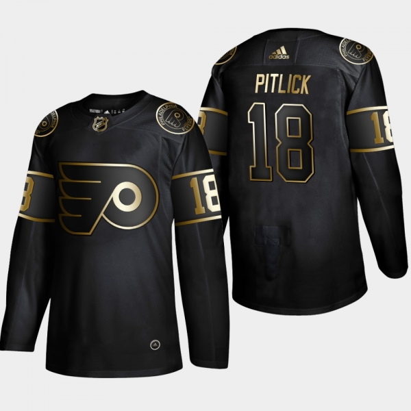 Men's Philadelphia Flyers Tyler Pitlick #18 NHL Golden Edition Black Authentic Jersey