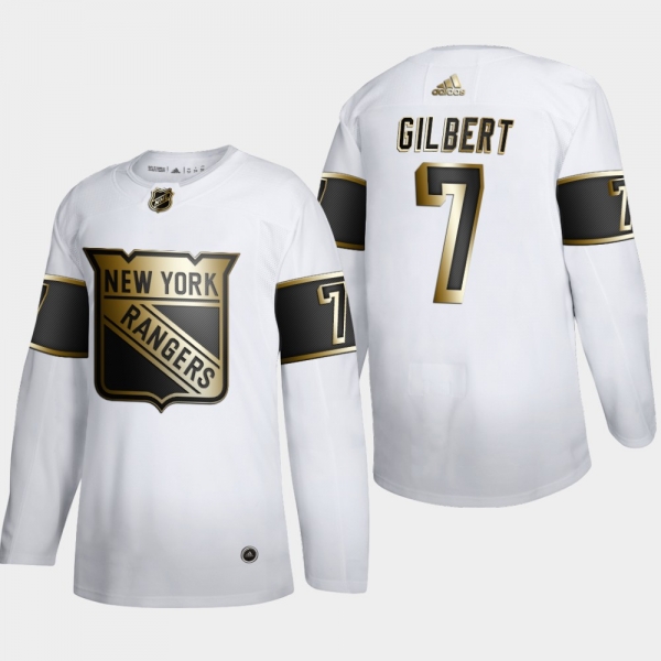 Men's New York Rangers Rod Gilbert #7 NHL Golden Edition White Retired Authentic Jersey