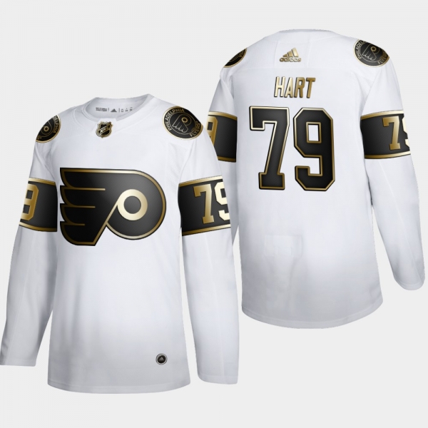 Men's Philadelphia Flyers Carter Hart #79 NHL Golden Edition White Authentic Jersey