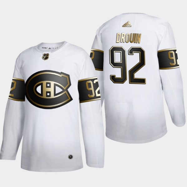 Men's Montreal Canadiens Jonathan Drouin #92 NHL Golden Edition White Authentic Jersey