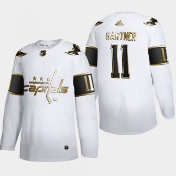 Men's Washington Capitals Mike Gartner #11 NHL Golden Edition White Retired Authentic Jersey