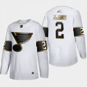 Men's St. Louis Blues Al MacInnis #2 NHL Golden Edition White Retired Authentic Jersey