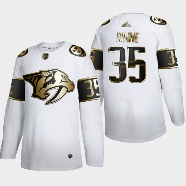 Men's Nashville Predators Pekka Rinne #35 NHL Golden Edition White Authentic Jersey