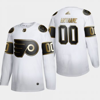 Men's Philadelphia Flyers Custom #00 NHL Golden Edition White Authentic Jersey