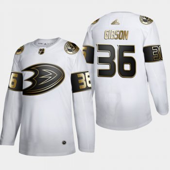 Men's Anaheim Ducks John Gibson #36 NHL Golden Edition White Authentic Jersey