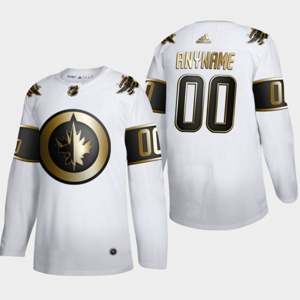 Men's Winnipeg Jets Custom #00 NHL Golden Edition White Authentic Jersey