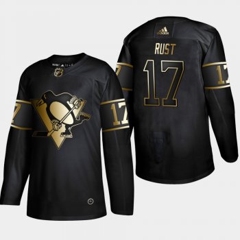 Men's Pittsburgh Penguins Bryan Rust #17 Black 2019 NHL Golden Edition Authentic Player Jersey