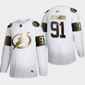 Men's Tampa Bay Lightning Steven Stamkos #91 NHL Golden Edition White Authentic Jersey