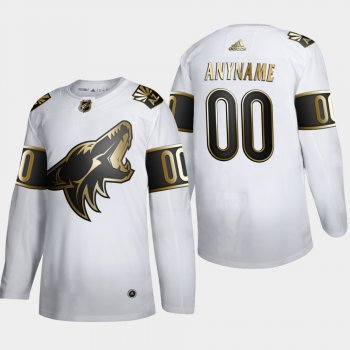 Men's Arizona Coyotes Custom #00 NHL Golden Edition White Authentic Jersey