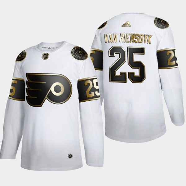 Men's Philadelphia Flyers James van Riemsdyk #25 NHL Golden Edition White Authentic Jersey