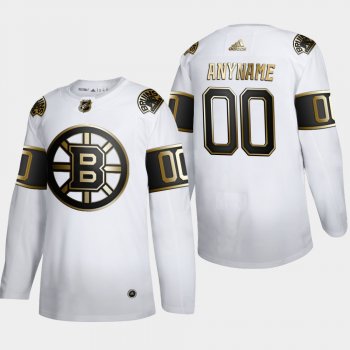 Men's Boston Bruins Custom #00 NHL Golden Edition White Authentic Jersey