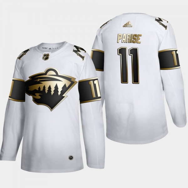 Men's Minnesota Wild Zach Parise #11 NHL Golden Edition White Authentic Jersey