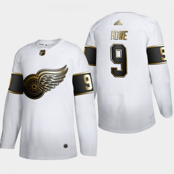 Men's Detroit Red Wings Gordie Howe #9 NHL Golden Edition White Retired Authentic Jersey