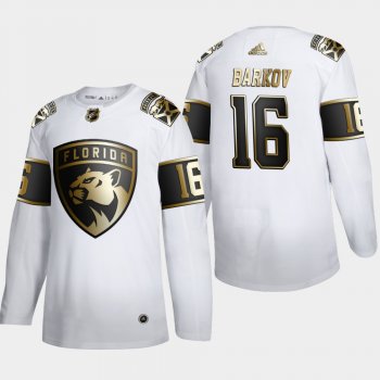 Men's Florida Panthers Aleksander Barkov #16 NHL Golden Edition White Authentic Jersey