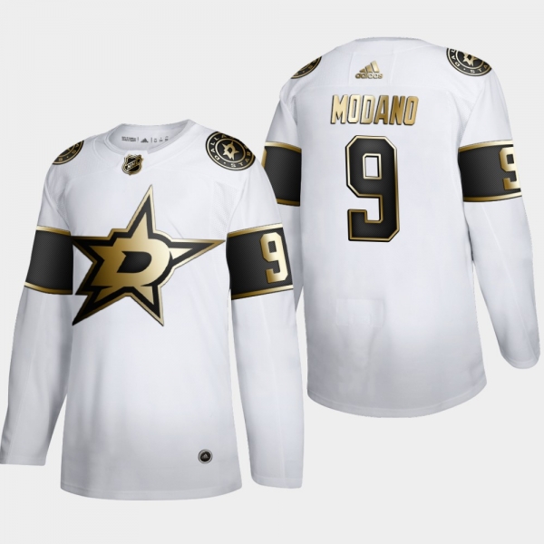 Men's JerseyMen's Dallas Stars Mike Modano #9 NHL Golden Edition White Retired Authentic Jersey