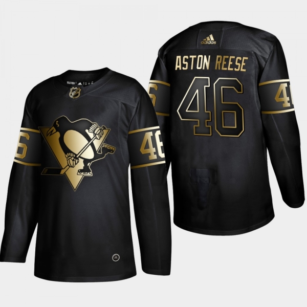 Men's Pittsburgh Penguins Zach Aston-Reese #46 Black 2019 NHL Golden Edition Authentic Player Jersey