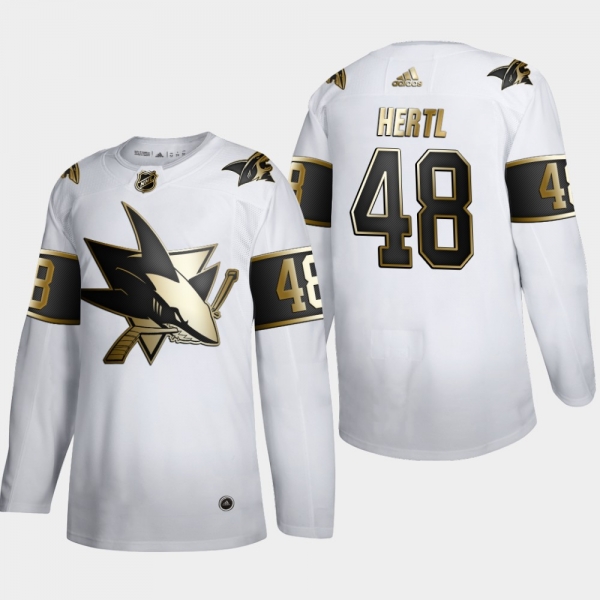 Men's San Jose Sharks Tomas Hertl #48 NHL Golden Edition White Authentic Jersey