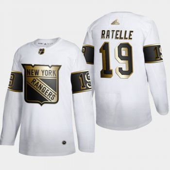 Men's New York Rangers Jean Ratelle #19 NHL Golden Edition White Retired Authentic Jersey