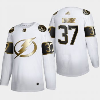 Men's Tampa Bay Lightning Yanni Gourde #37 NHL Golden Edition White Authentic Jersey