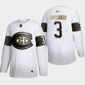 Men's Montreal Canadiens Emile Bouchard #3 NHL Golden Edition White Retired Authentic Jersey