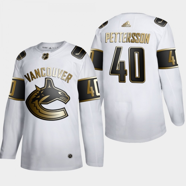 Men's JerseyMen's Vancouver Canucks Elias Pettersson #40 NHL Golden Edition White Authentic Jersey