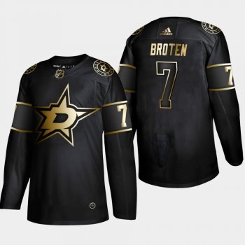 Men's JerseyDallas Stars Neal Broten #7 Retired Player 2019 NHL Golden Edition Black Jersey - Men's