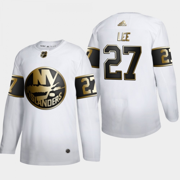 Men's JerseyMen's New York Islanders Anders Lee #27 NHL Golden Edition White Authentic Jersey