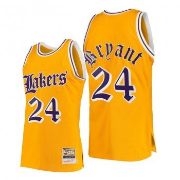 Kobe Bryant Los Angeles Lakers Yellow Old English HWC Jersey