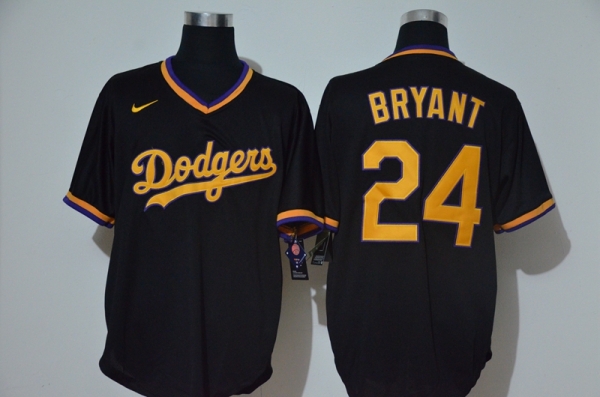 Nike Dodgers 24 Kobe Bryant Black Throwback Cool Base Jersey