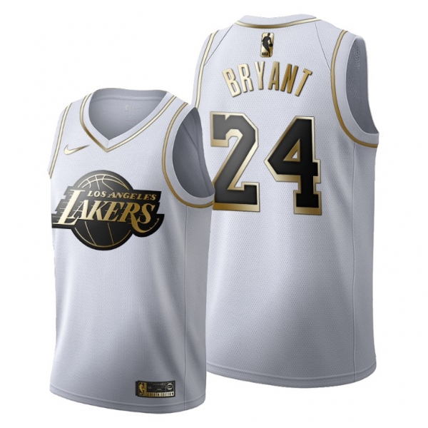 Kobe Bryant #24 Lakers Mamba Golden Edition White Jersey