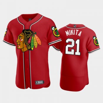 Men's Blackhawks Stan Mikita #21 2020 NHL X MLB Crossover Red Jersey