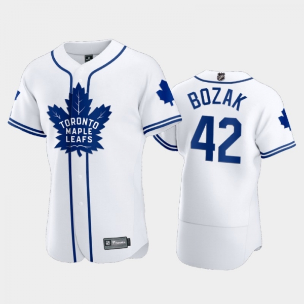 Men's Maple Leafs Tyler Bozak #42 2020 NHL X MLB Crossover White Jersey