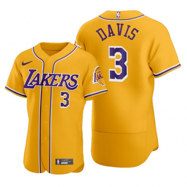 Anthony Davis #3 Lakers Baseball Jerseys 2020 NBA X MLB Crossover Edition