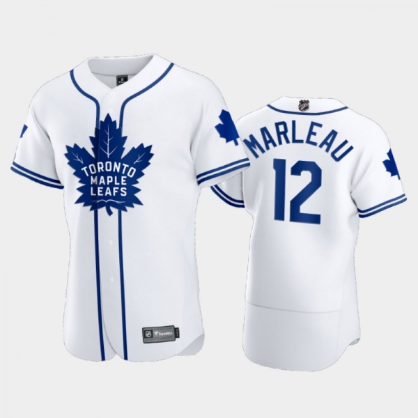 Men's Maple Leafs Patrick Marleau #12 2020 NHL X MLB Crossover White Jersey