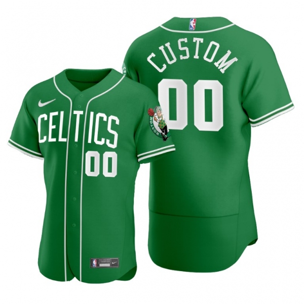 Custom #00 Celtics Baseball Jerseys 2020 NBA X MLB Crossover Edition