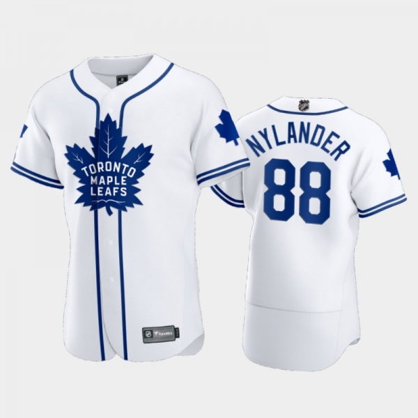 Men's Maple Leafs William Nylander #88 2020 NHL X MLB Crossover White Jersey