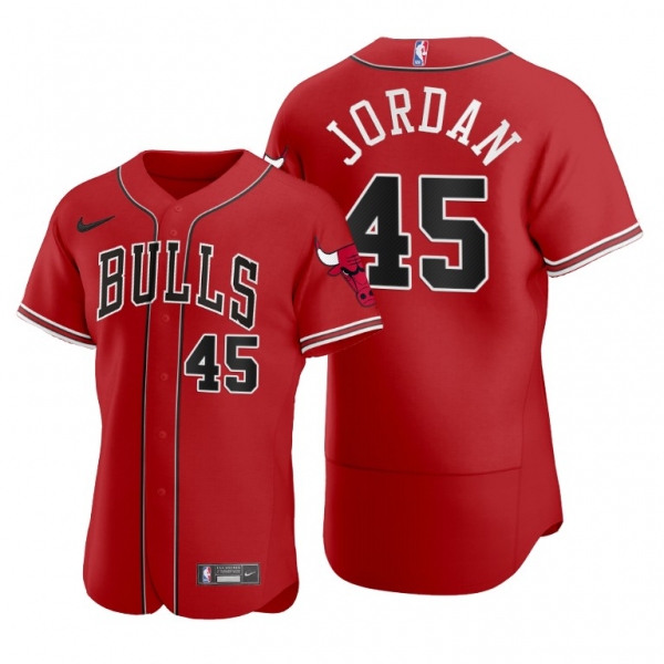 Michael Jordan #45 Bulls Baseball Jerseys 2020 NBA X MLB Crossover Edition