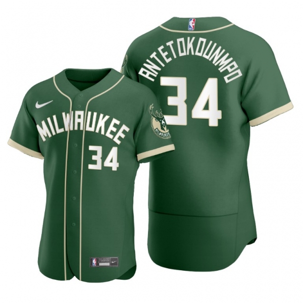 Giannis Antetokounmpo #34 Bucks Baseball Jerseys 2020 NBA X MLB Crossover Edition