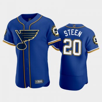 Men's Blues Alexander Steen #20 2020 NHL X MLB Crossover Royal Jersey