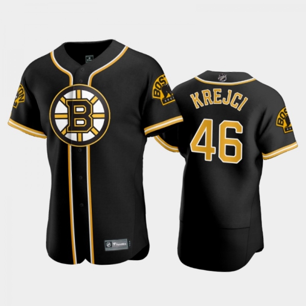 Men's David Krejci #46 Bruins 2020 NHL X MLB Crossover Black Jersey