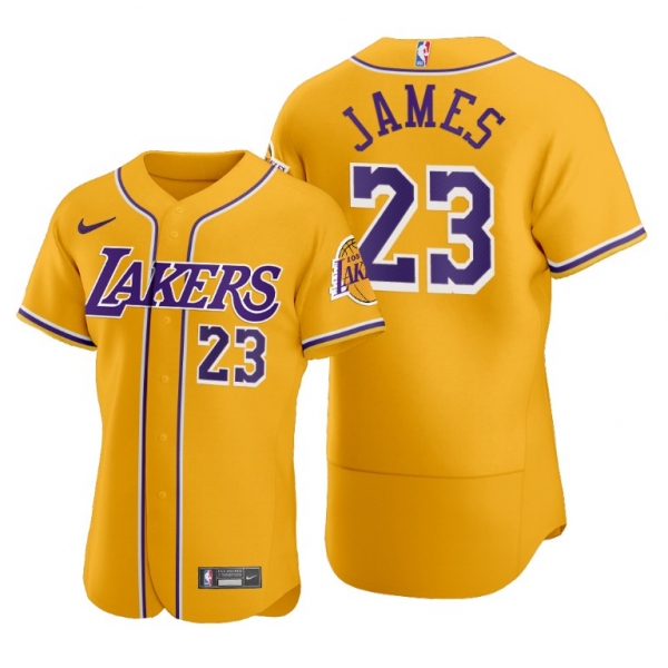 LeBron James #23 Lakers Baseball Jerseys 2020 NBA X MLB Crossover Edition