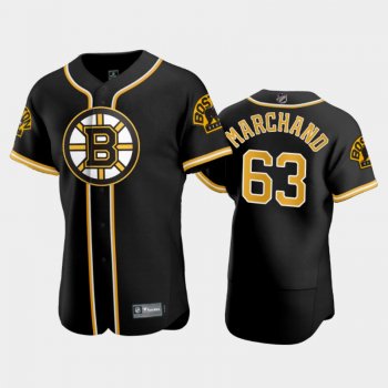 Men's Brad Marchand #63 Bruins 2020 NHL X MLB Crossover Black Jersey