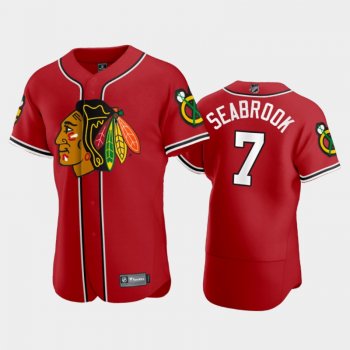 Men's Brent Seabrook #7 Blackhawks 2020 NHL X MLB Crossover Red Jersey